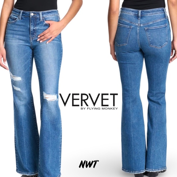 VERVET BY FLYING MONKEY Denim - Vervet Bella Dark Distressed Flare Jeans SZ 28